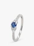 E.W Adams 18ct White Gold Sapphire & Diamond Ring, N