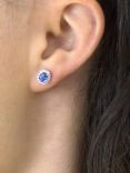 E.W Adams 18ct White Gold Diamond & Sapphire Stud Earrings