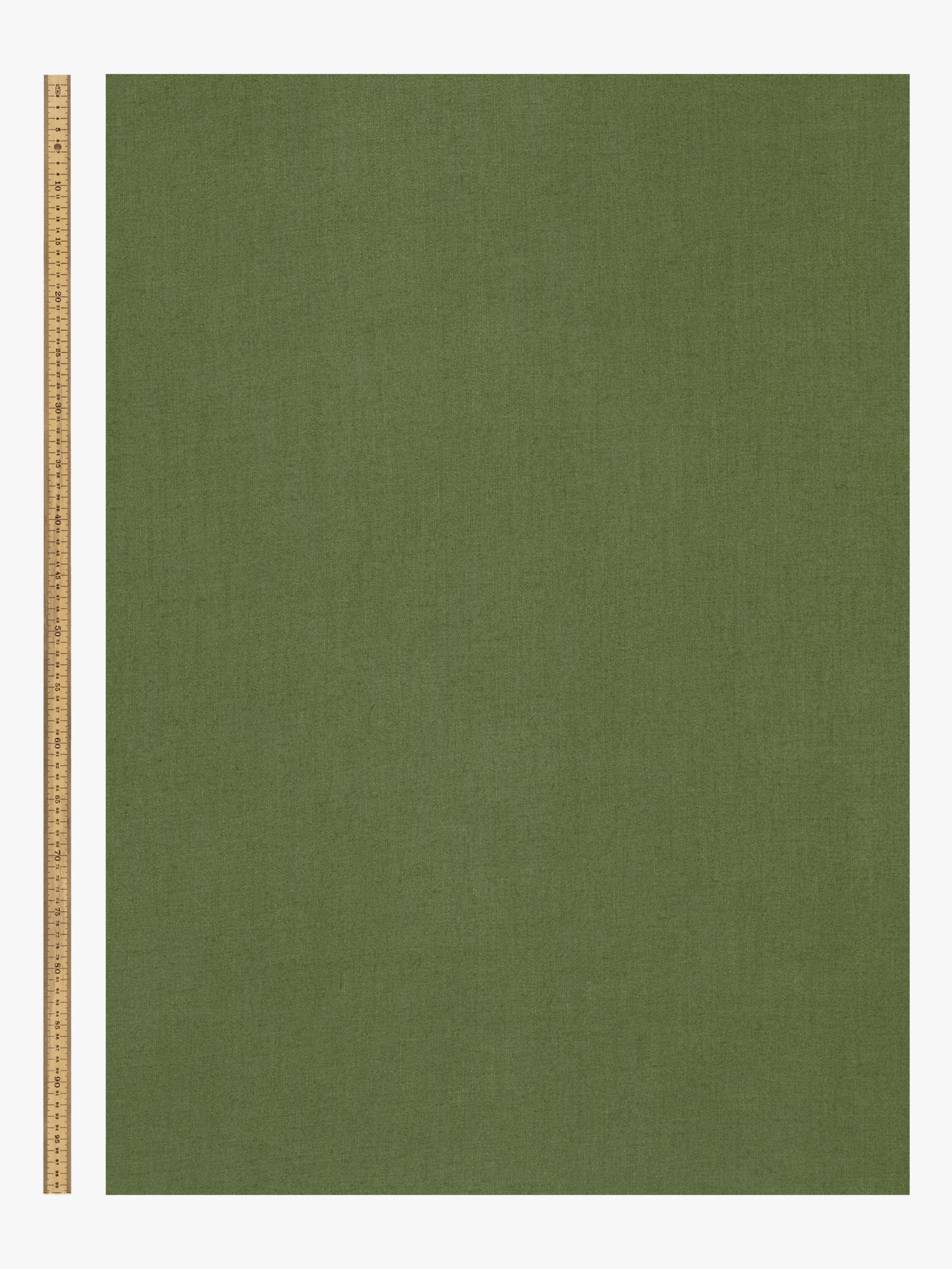John Lewis Relaxed Linen Plain Fabric, Olive Green, Price Band B