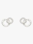 John Lewis Mini Interlocking Diamond Stud Earrings, Silver