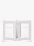Laura Ashley Harrison Linen Double Photo Frame, 4 x 6" (10 x 15cm), Natural/Silver Plated
