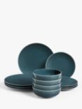 John Lewis ANYDAY Artisan Stoneware Dinnerware Set, 12 Piece, Blue