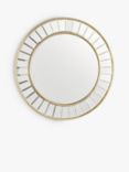 Laura Ashley Clemence Bevelled Glass Round Wall Mirror, Gold/Clear