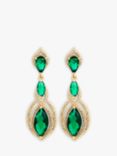Jon Richard Cubic Zirconia Marquise Statement Drop Earrings, Gold/Emerald