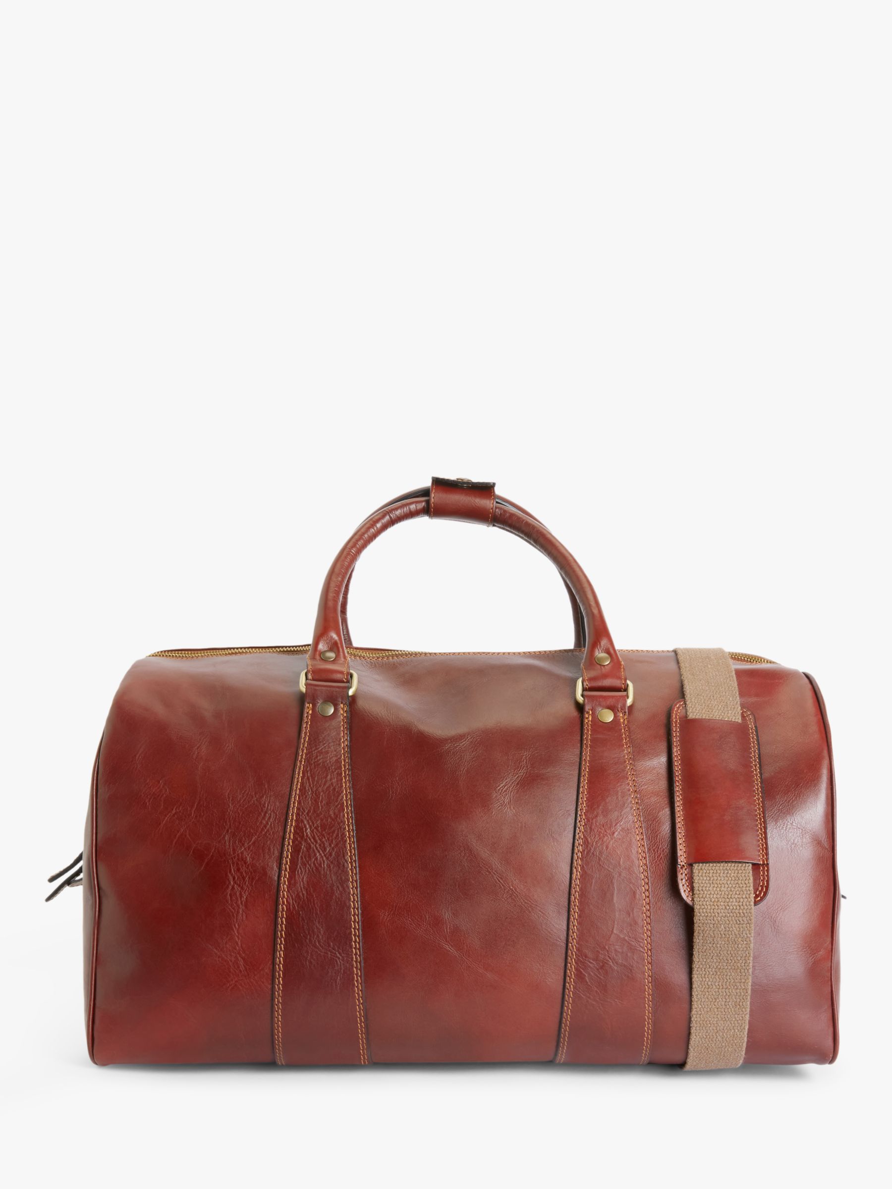 John Lewis Made in Italy Leather Messenger 2 Bag, Brown at John