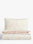 John Lewis Easy Care Star Print Reversible Duvet Cover and Pillowcase Set, Cotbed (120 x 140cm), Pink/White