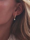 Sif Jakobs Jewellery Ellera Perla Cubic Zirconia Freshwater Pearl Drop Hoop Earrings