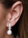 Jon Richard Pearl and Crystal Clip On Earrings, Silver