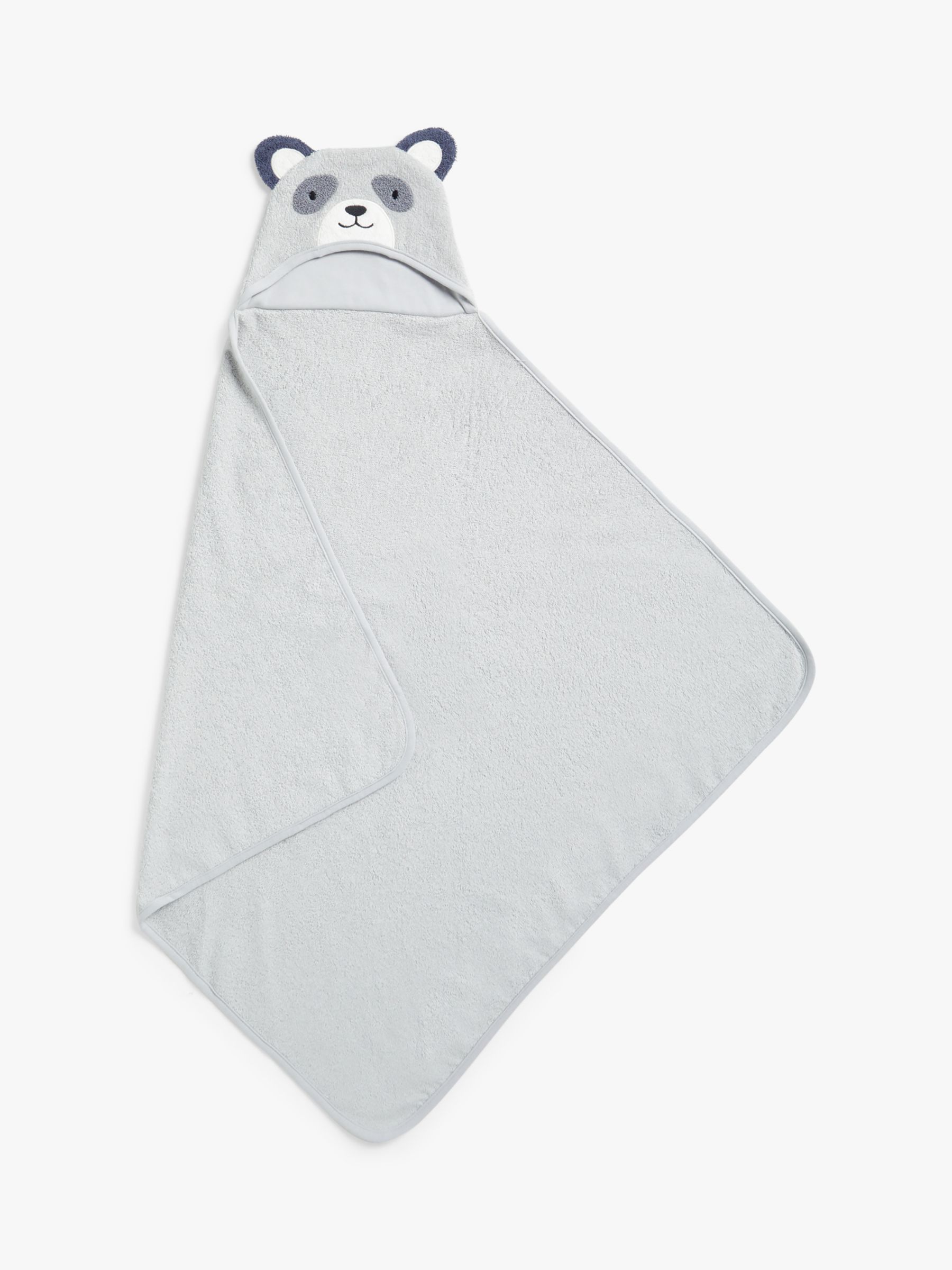 John Lewis Panda Hooded Towel, Grey