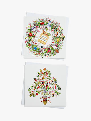 John Lewis Community Garden Large Wallet Gift Tree/Wreath Charity Christmas Cards, Pack of 10