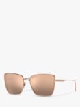 BVLGARI BV6176 Women's Square Sunglasses, Pink Gold/Gold Mirror