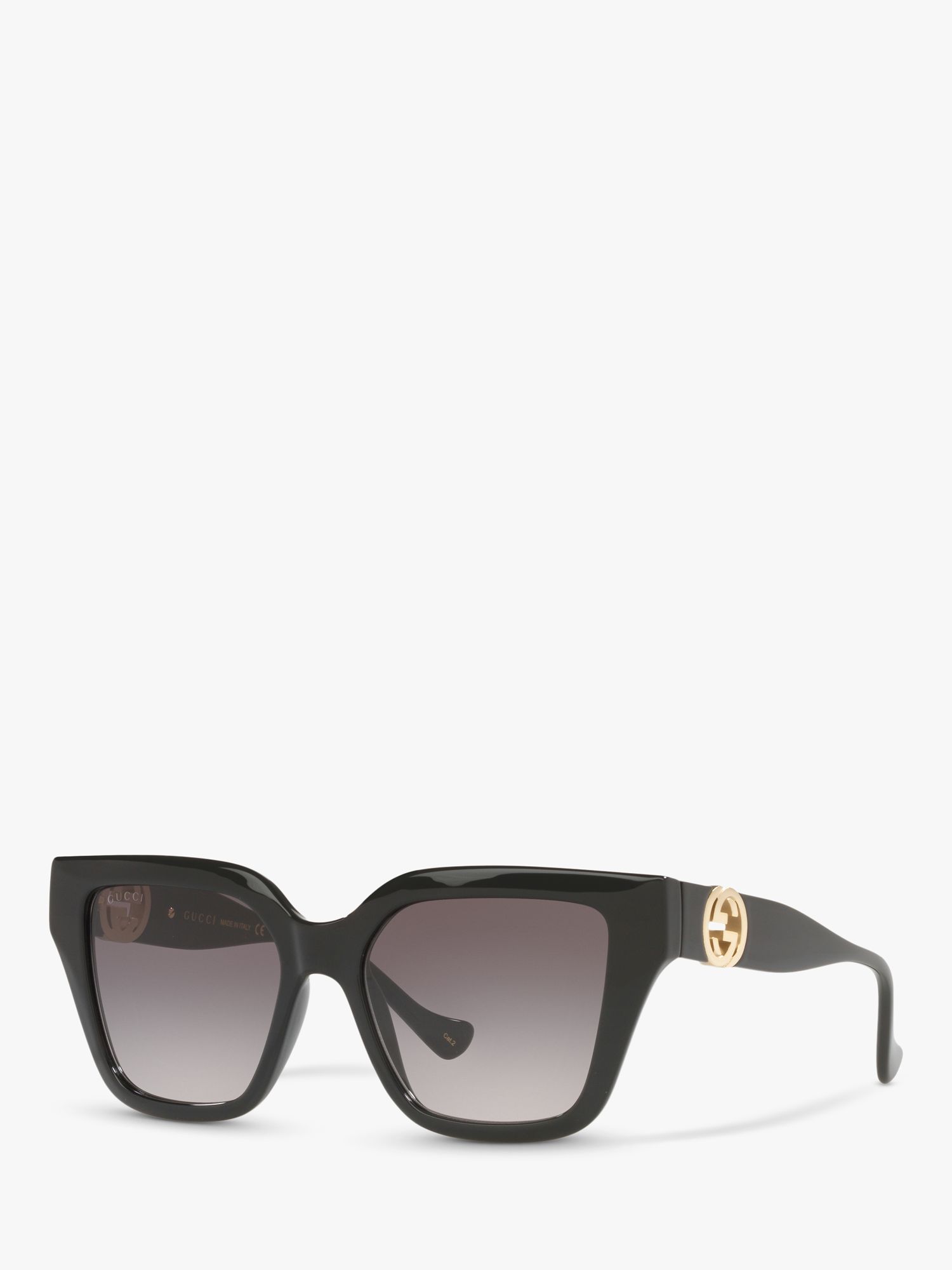 Gucci GG1023S Women's D-Frame Sunglasses, Black/Grey Gradient at John Lewis & Partners