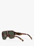 Dolce & Gabbana DG4403 Men's Polarised Aviator Sunglasses, Red Havana/Grey