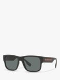 Burberry BE4358 Men's Knight Polarised Square Sunglasses, Matte Black/Grey