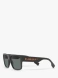 Burberry BE4358 Men's Knight Polarised Square Sunglasses, Matte Black/Grey