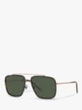 Dolce & Gabbana DG2220 Men's Polarised Square Sunglasses, Bronze/Green
