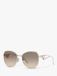 Prada PR 57YS Women's Irregular Sunglasses, Pale Gold/Grey Gradient