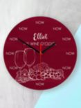 Treat Republic Personalised Wine O'Clock Glass Wall Clock, 20cm, Red