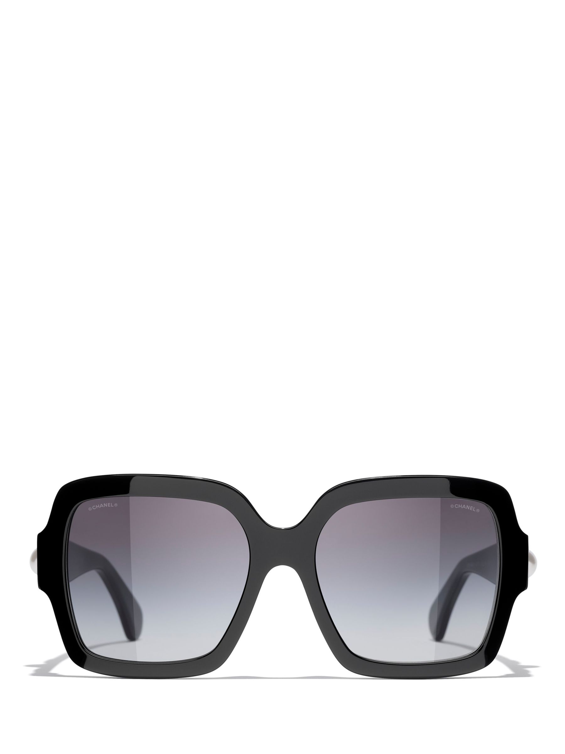 CHANEL #109 Sunglasses Square Sheip Plastic black brown Women's