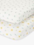 John Lewis ANYDAY Night & Day Print Fitted Cotton Baby Sheet, Pack of 2