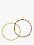 Estella Bartlett Coco Tourmaline Beaded Double Bracelet, Pack of 2, Gold/Multi