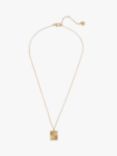 AllSaints Textured Fan Chain Pendant Necklace, Warm Brass