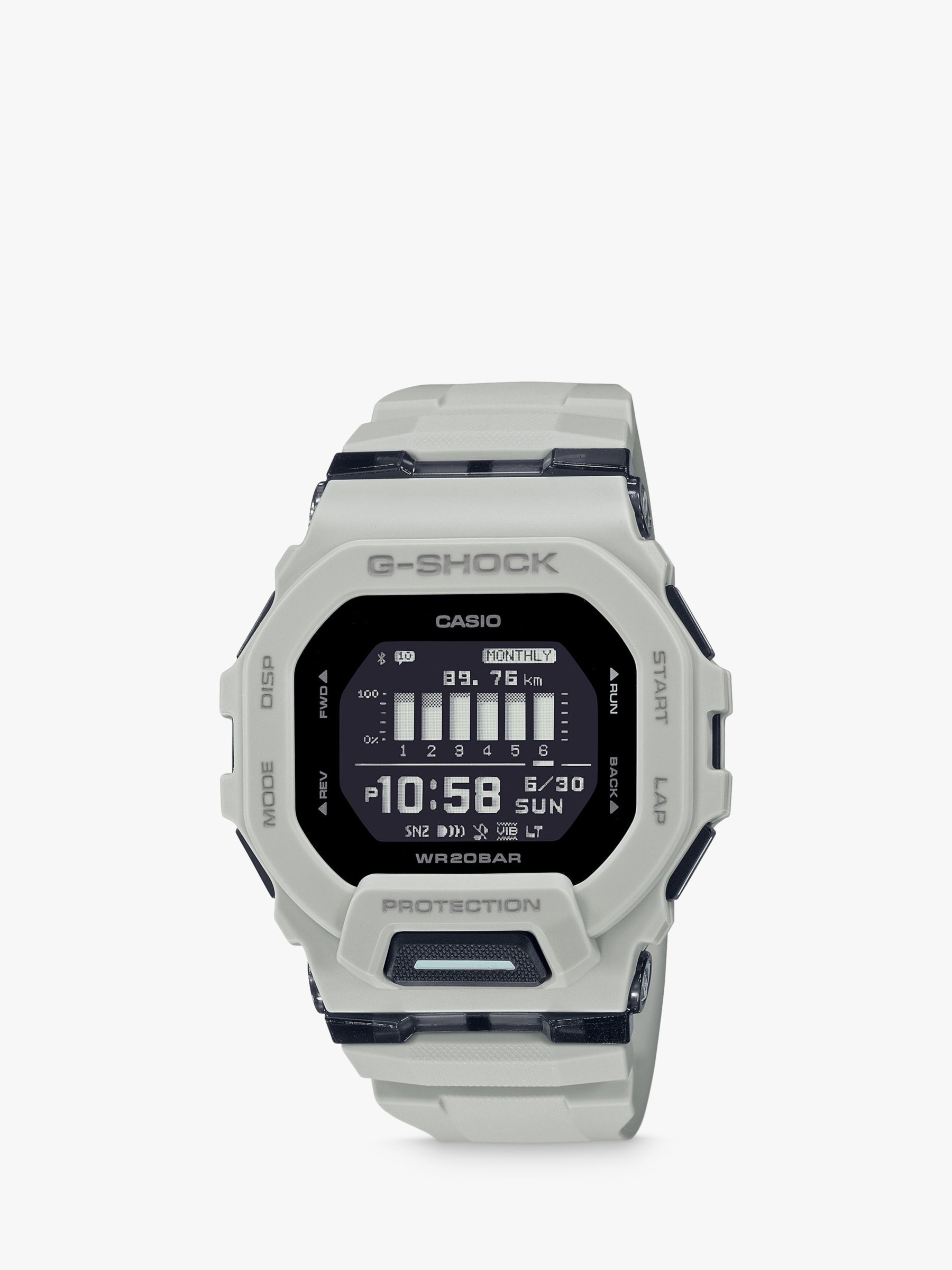 Casio Men's G-Shock Sport Resin Strap Watch, White/Black GBD-200UU-9ER at  John Lewis  Partners