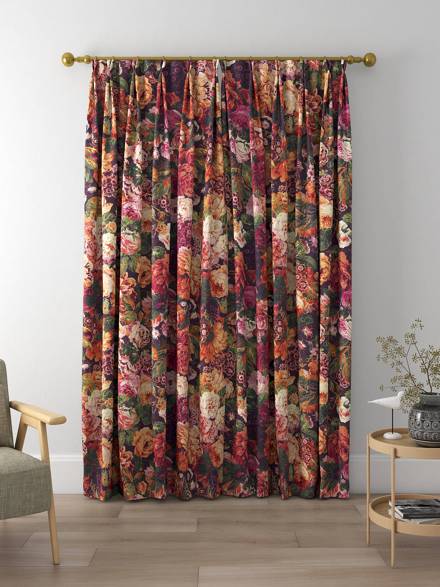 Sanderson Very Rose and Peony Made to Measure Curtains, Wild Plum