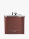 Aspinal of London Classic Pebble Leather Stainless Steel Hip Flask, Tobacco
