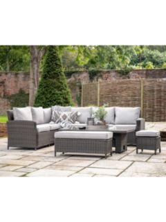 Gallery Direct Milson 8-Seater Height Adjustable Garden Dining Table & Chairs Set, Grey