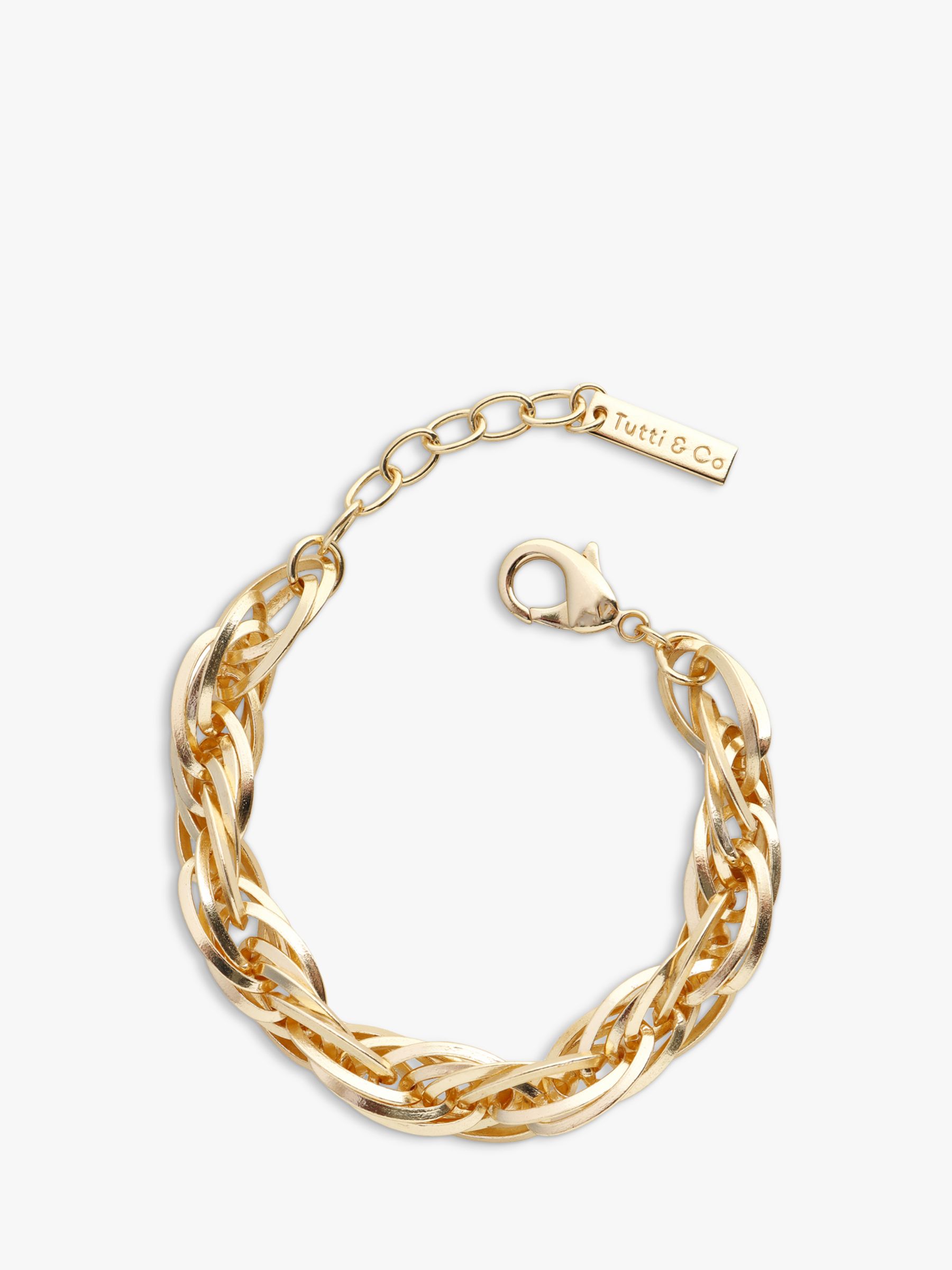 Tutti & Co Alder Twist Collection Intertwined Chain Bracelet, Gold