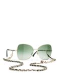 CHANEL Irregular Sunglasses CH4274Q Pale Gold/Green Gradient