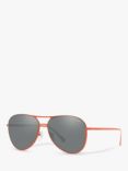 Michael Kors MK1089 Women's Kona Aviator Sunglasses, Orange/Mirror Grey