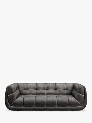 At The Helm Leo Large 3 Seater Leather Sofa, Limestone Leather