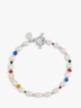Dower & Hall Carnival Mixed Stone Freshwater Pearl Bracelet, Silver/Multi