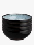 Denby Halo Stoneware Coupe Cereal Bowls, Set of 4, 17cm, Black/Multi