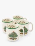 Spode Christmas Tree Stoneware Mug, Set of 4, 220ml, White/Green