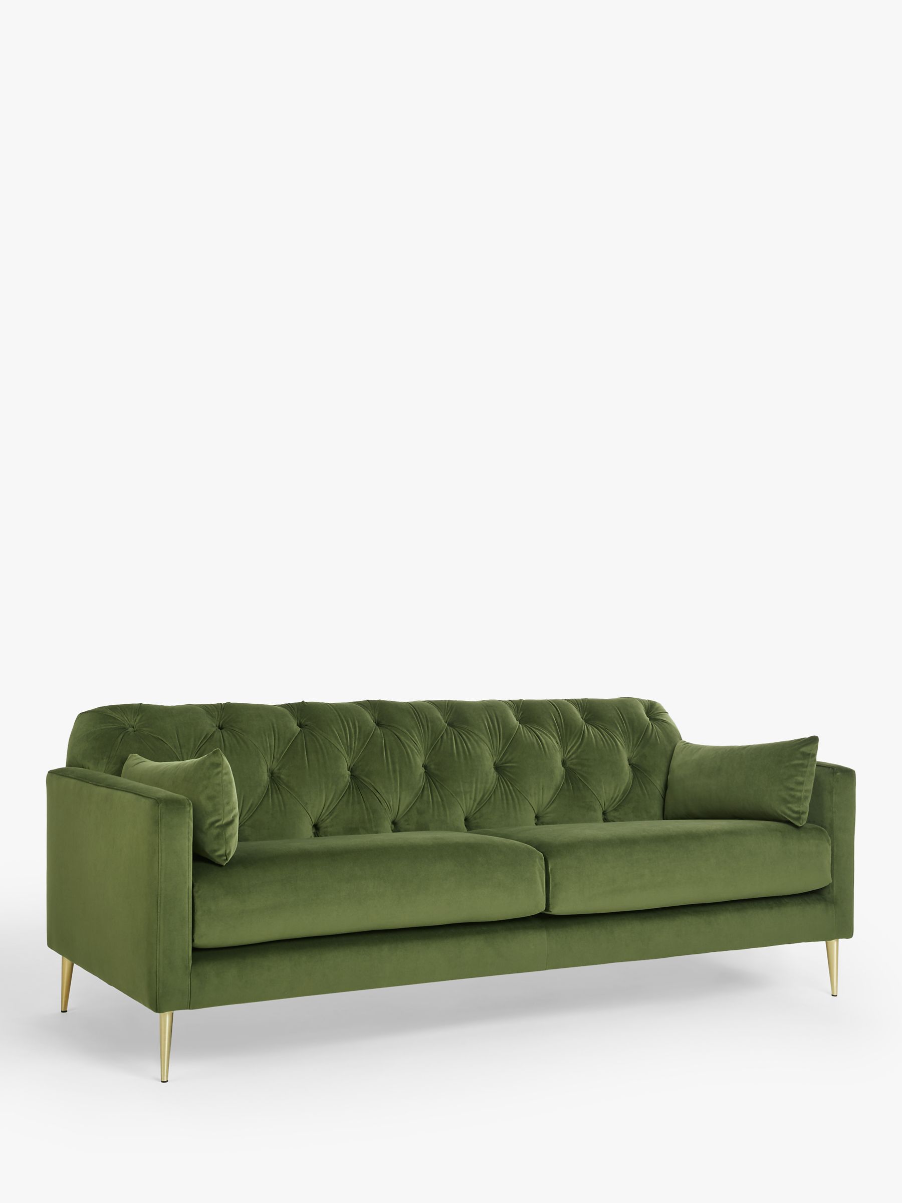 Mendel Range, Swoon Mendel Large 3 Seater Sofa, Gold Leg, Fern Green Velvet