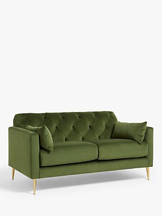 Mendel Range, Swoon Mendel Medium 2 Seater Sofa, Gold Leg, Fern Green Velvet