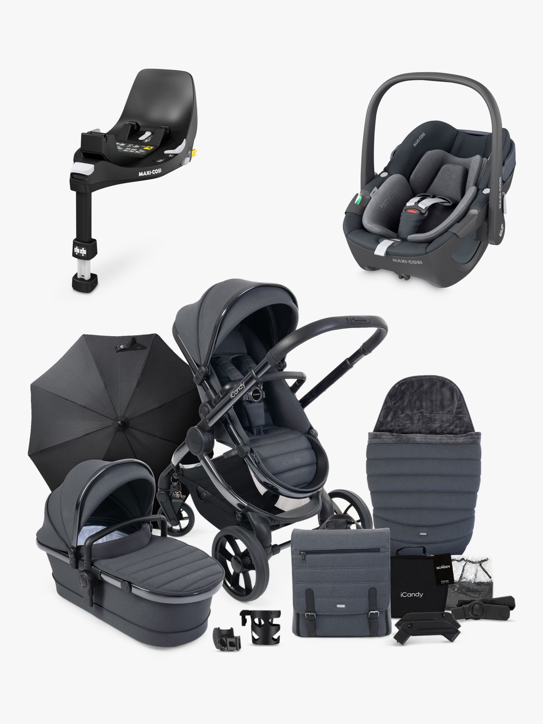 haar tetraëder Schijnen iCandy Peach 7 Pushchair & Accessories with Maxi-Cosi Pebble 360 Baby Car  Seat and Base Bundle, Grey/Essential Graphite