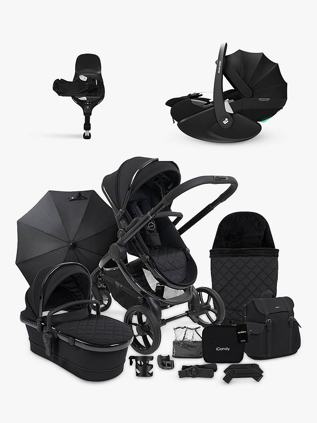 iCandy Peach 7 Designer Collection Pushchair & Accessories with Maxi-Cosi Pebble 360 Pro Baby Car Seat and Base Bundle, Cerium/Essential Black