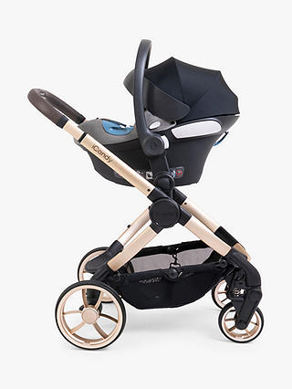 iCandy Peach 7 Pushchair & Accessories with Cybex Cloud T Plus i-Size Baby Car Seat and Base T ISOFIX Base Bundle, Biscotti/ Beige