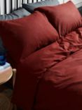 John Lewis Warm & Cosy Brushed Cotton Deep Fitted Sheet, Merlot
