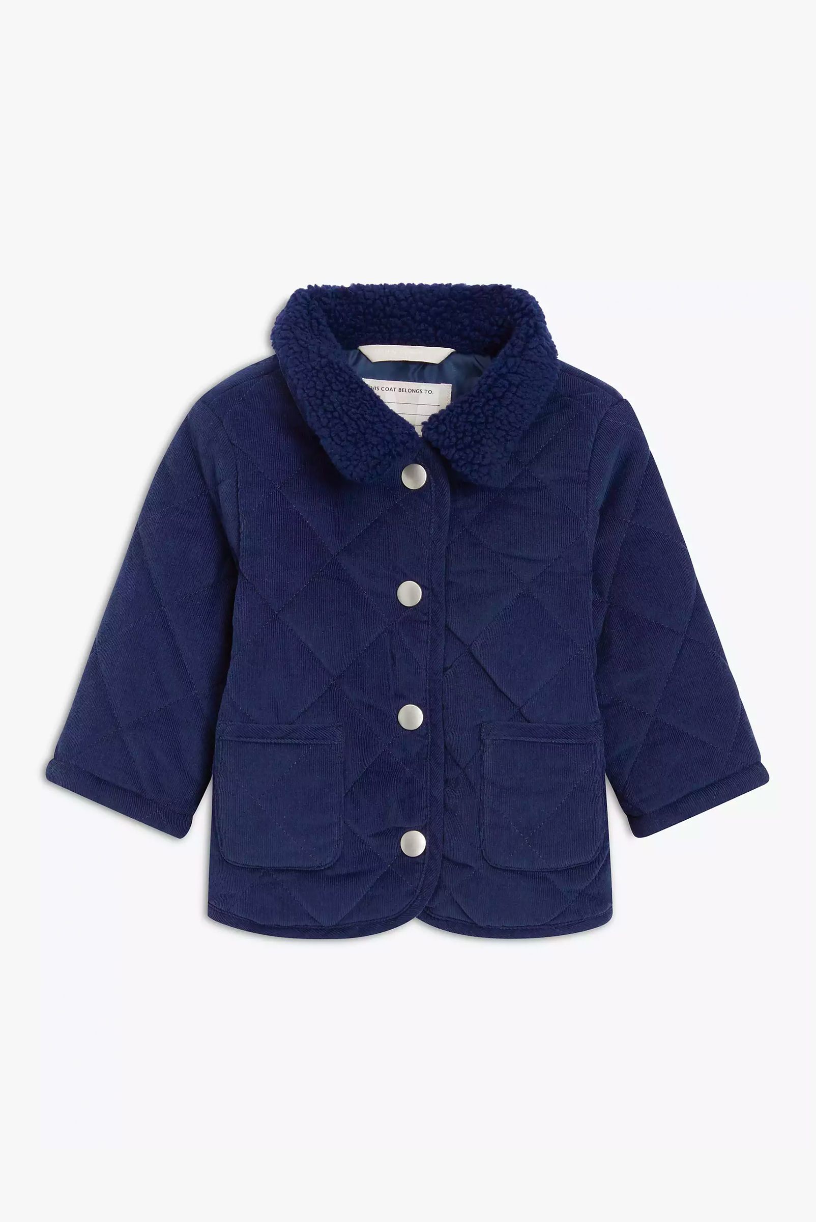 John Lewis Baby Needle Cord Quilt Jacket, Navy, £26.00 - £28.00