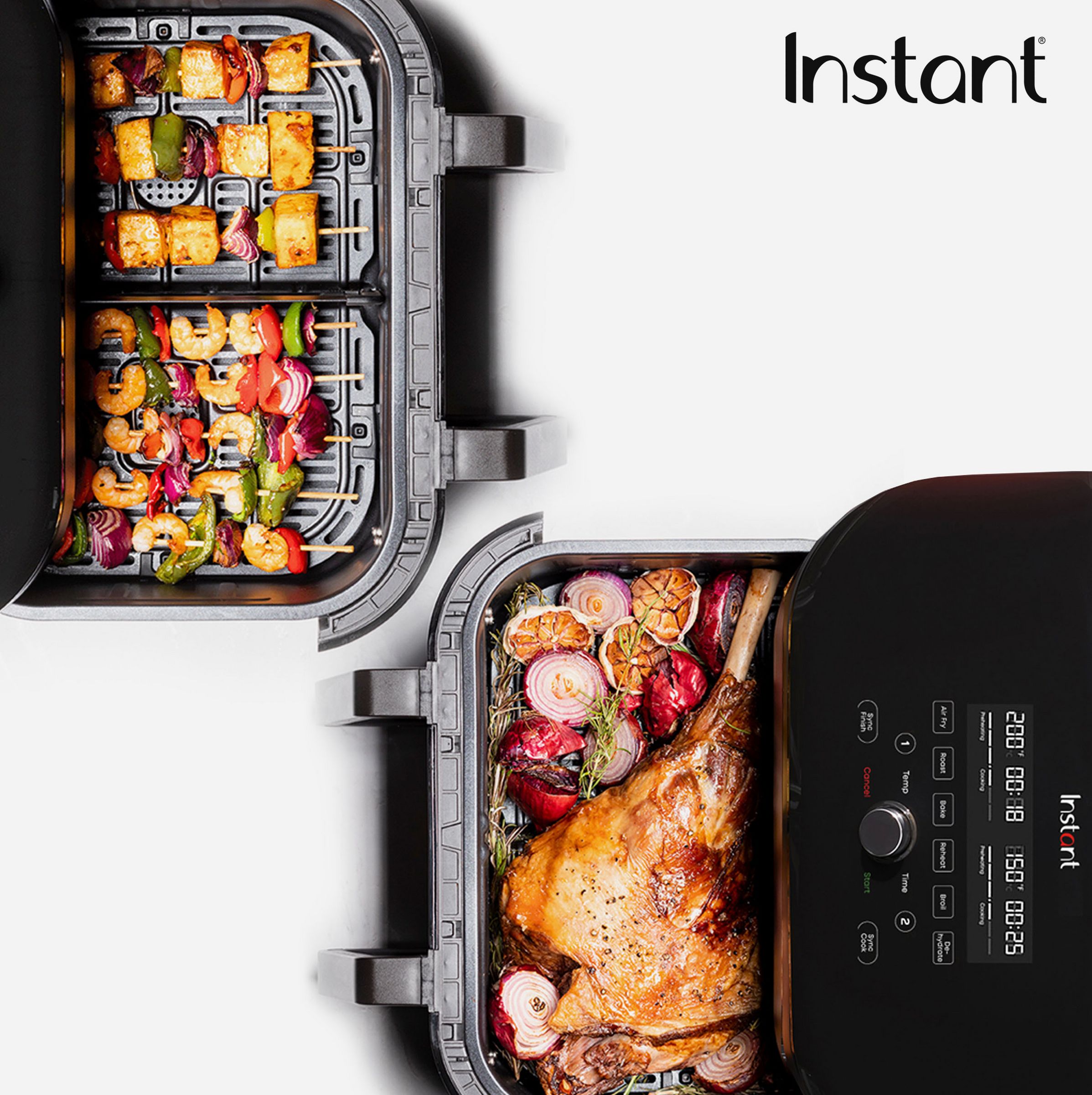 Single & dual drawer air fryer in one by Instant
