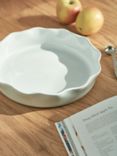 John Lewis Recycled Stoneware Round Fluted Pie Dish, 27cm, White
