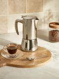 John Lewis Induction Stovetop Stainless Steel 6 Cup Espresso Coffee Maker, 300ml