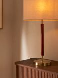 John Lewis Hamilton Table Lamp, Walnut Stain/Antique Brass