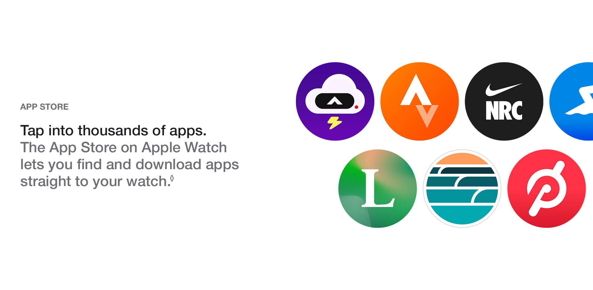 apple watch apps. Tap into thousands of apps. The App Store on Apple Watch lets you find and download apps straight to your watch.