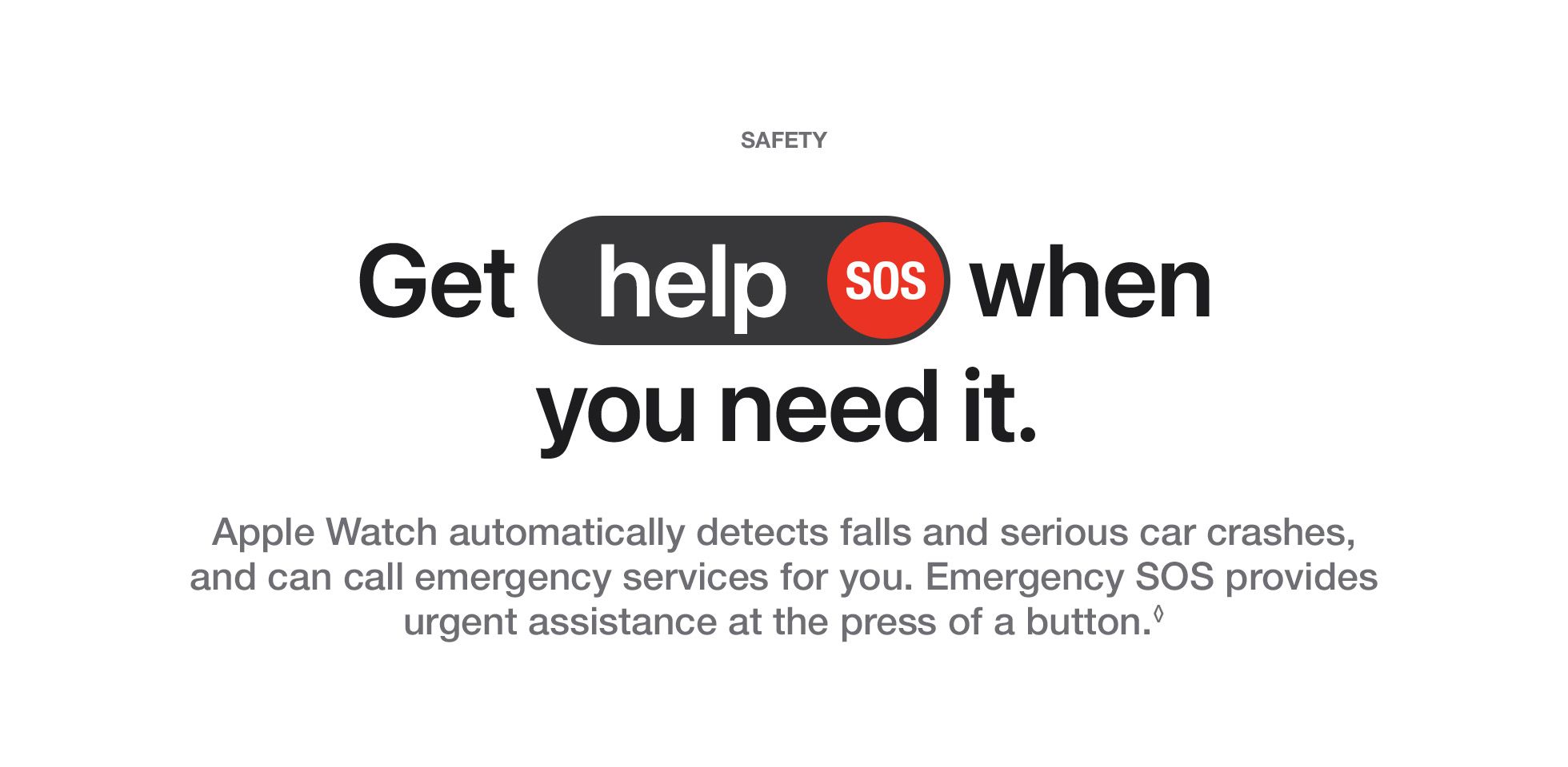 apple watch safety - get help when you need it. Apple Watch automatically detects falls and serious car crashes, and can call emergency services for you. Emergency SOS provides urgent assistance at the press of a button.◊